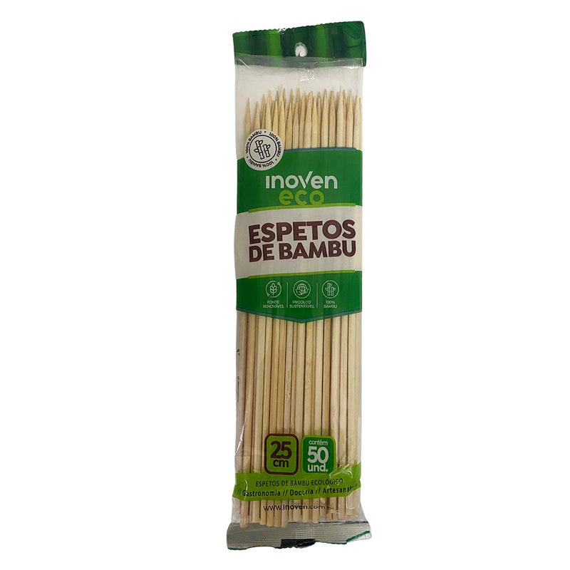 Espetos de Bambu 25Cm Pacote Com 50 Unidades Inoven Eco