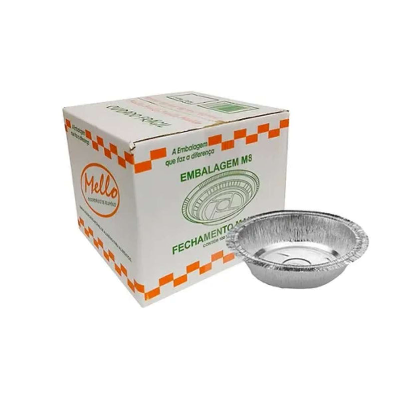 Marmitex aluminio redonda de 850ml com 100 unidades prato m8