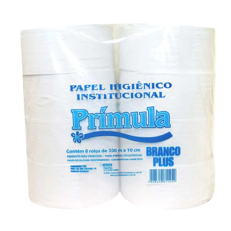 Rolo Papel Higiênico Institucional 8 Rolos 300M Branco Plus