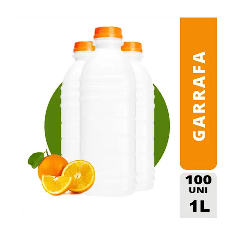 Garrafa para suco 1L 100 unidades Frasco Leitoso Plástico