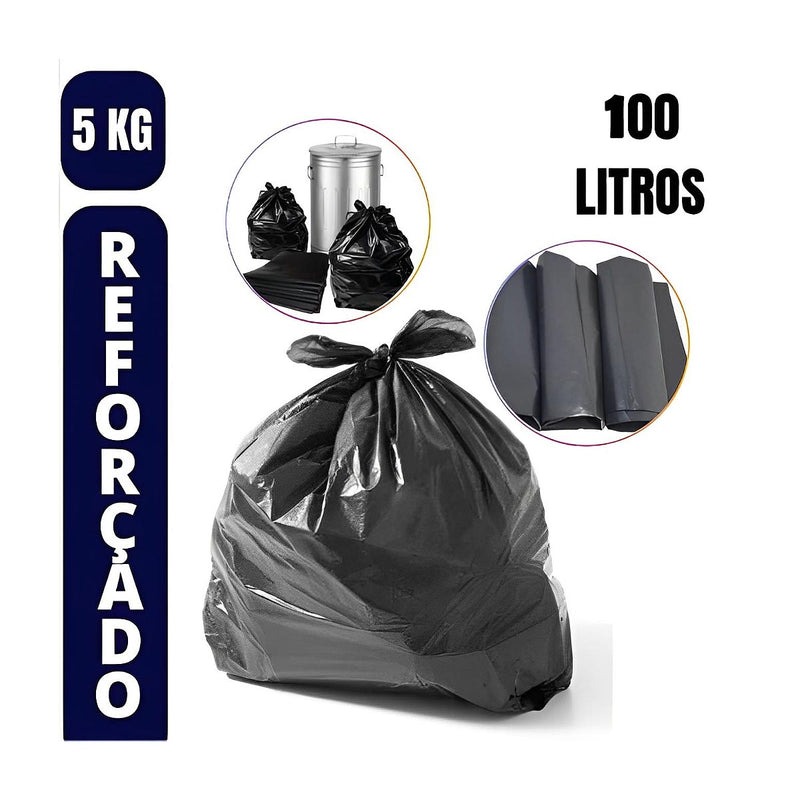 Saco lixo preto 100 litros Pacote C/ 5kg 85x100 reforçado