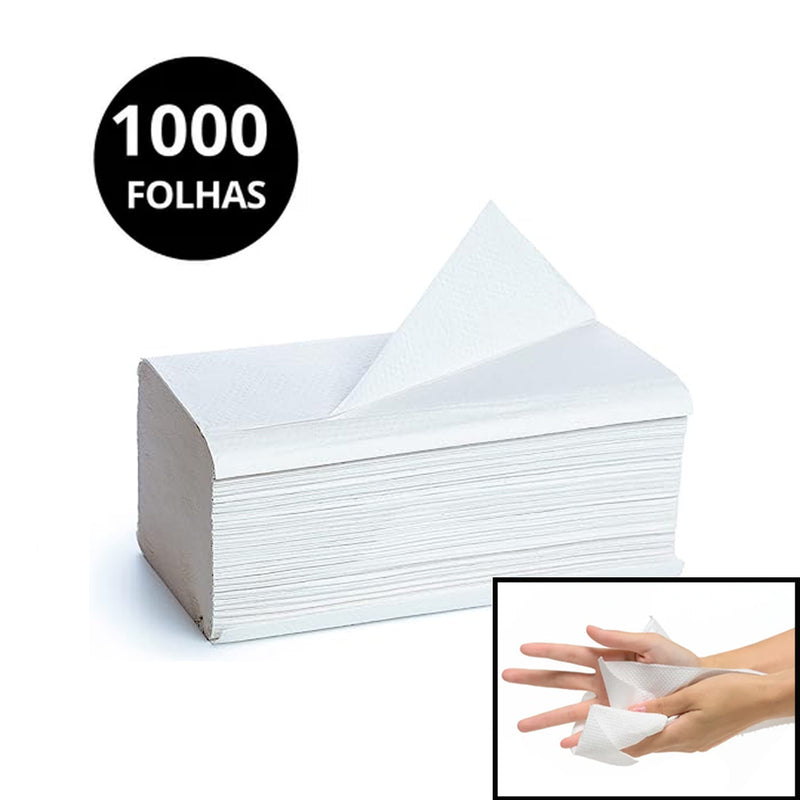 Papel toalha interfolha Branco 21,5x21cm com 1.000 folhas