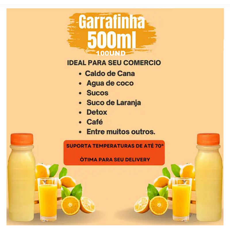 Garrafa para suco 500ml frasco leitoso com 100 unidades