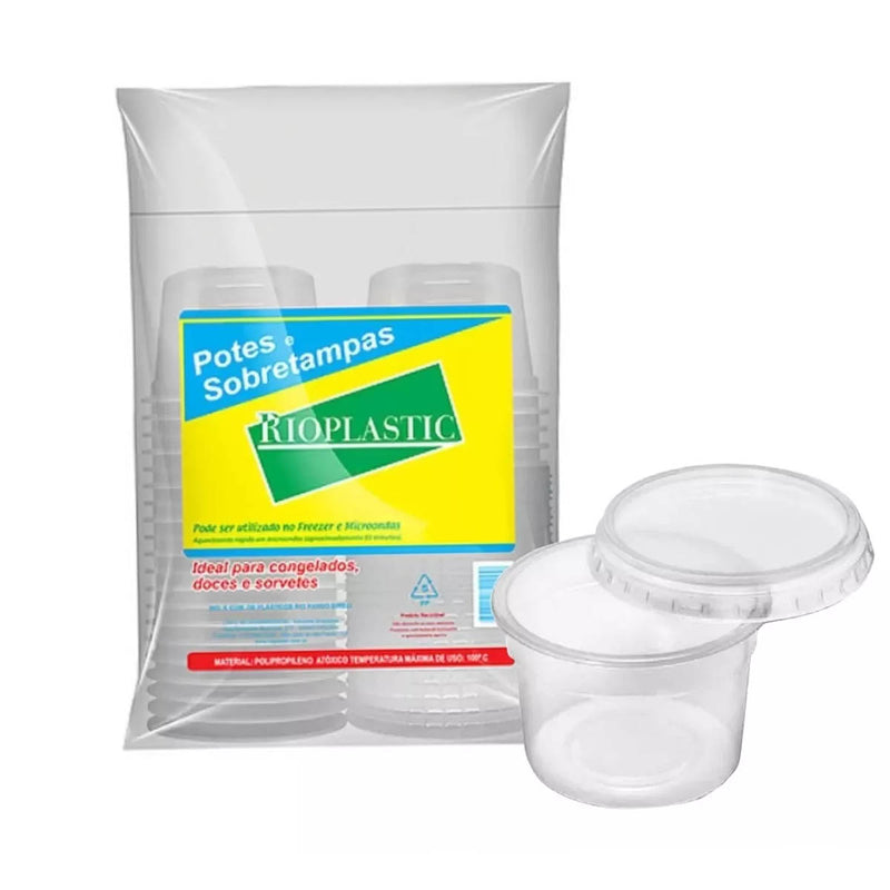 Pote Sobretampa 250ML Plástico Rioplastic - 25 unidades