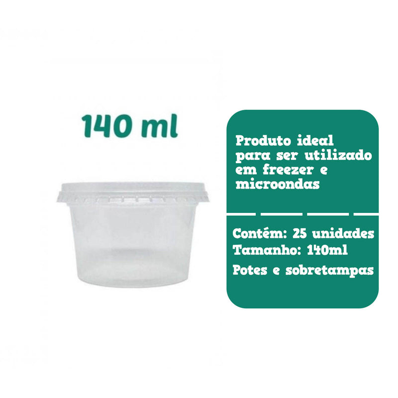 Pote plástico sobretampa 140ML C/ 25 unidades Rioplastic